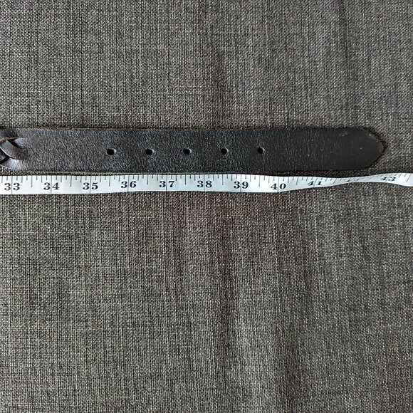 Very Dark Brown Fossil Braided Unisex Leather Belt - Picture 7 of 8